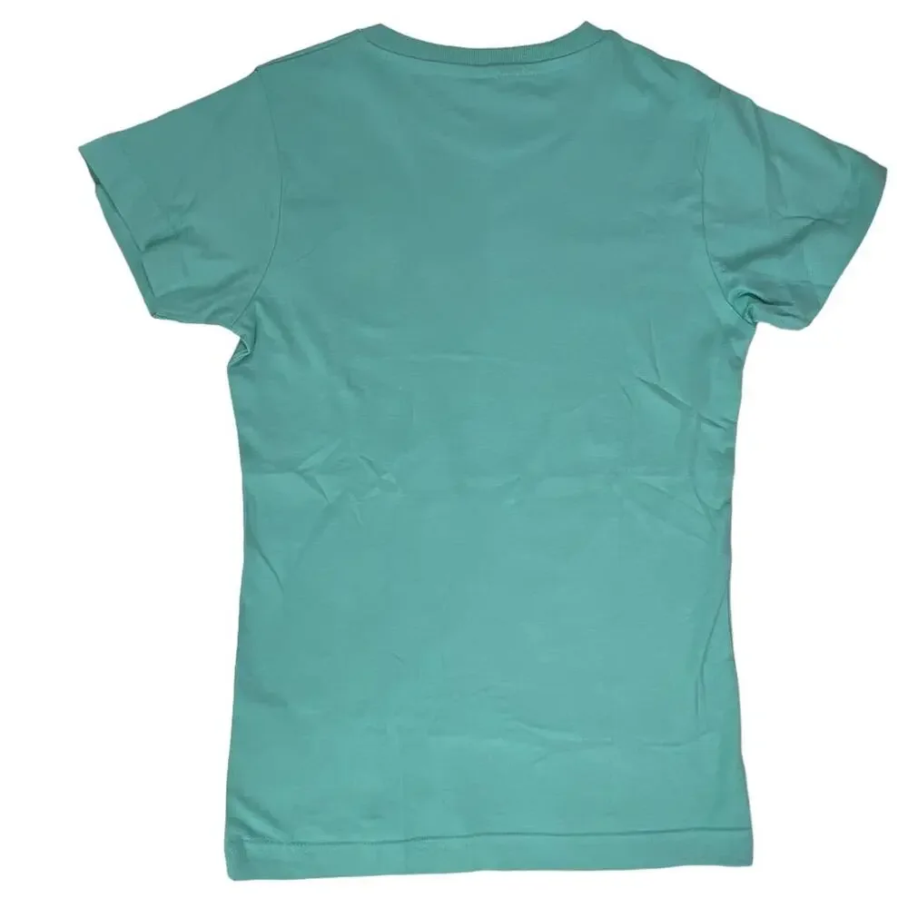 LAT Girls Fine Jersey T-Shirt Top Short Sleeve Crew Large Pink Green Bundle of 2